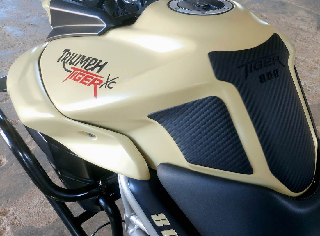 Quality Custom Triumph tank pads by Rubbatech RoadCarver 